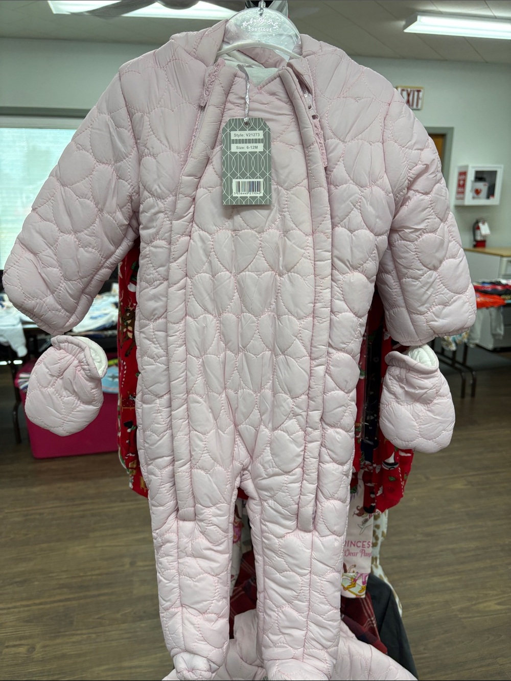Baby Quilted One-Piece Puffer Snowsuit - Light Pink